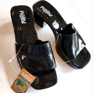 Mad Love New Black Jelly Heels Comfort Slipons‎ Platforms Women's Size 10 NWT